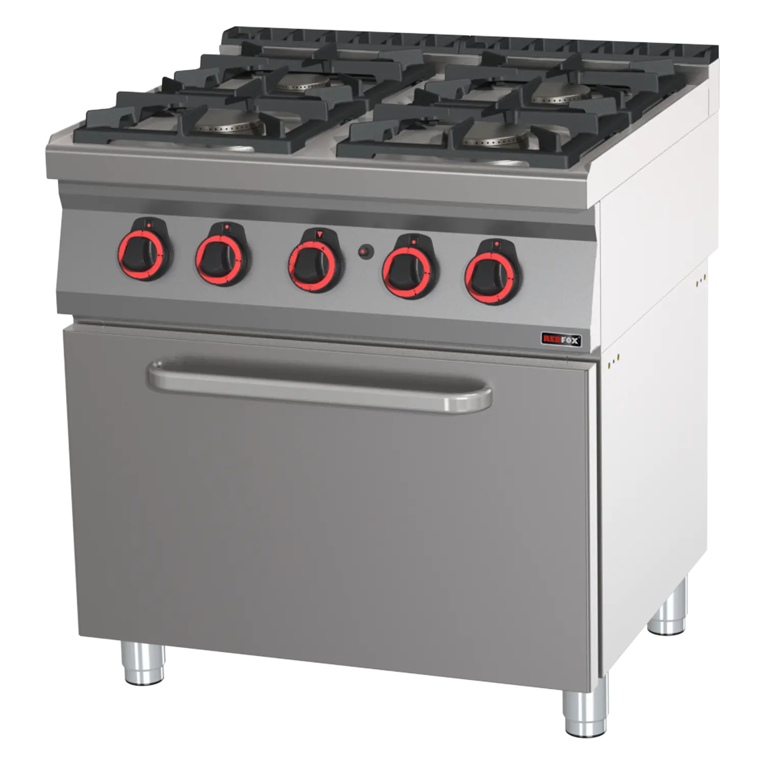 Sporák plynový se statickou plynovou troubou GN 2/1 - 4x hořák ECO  | REDFOX - SPBT 70/80 21 G