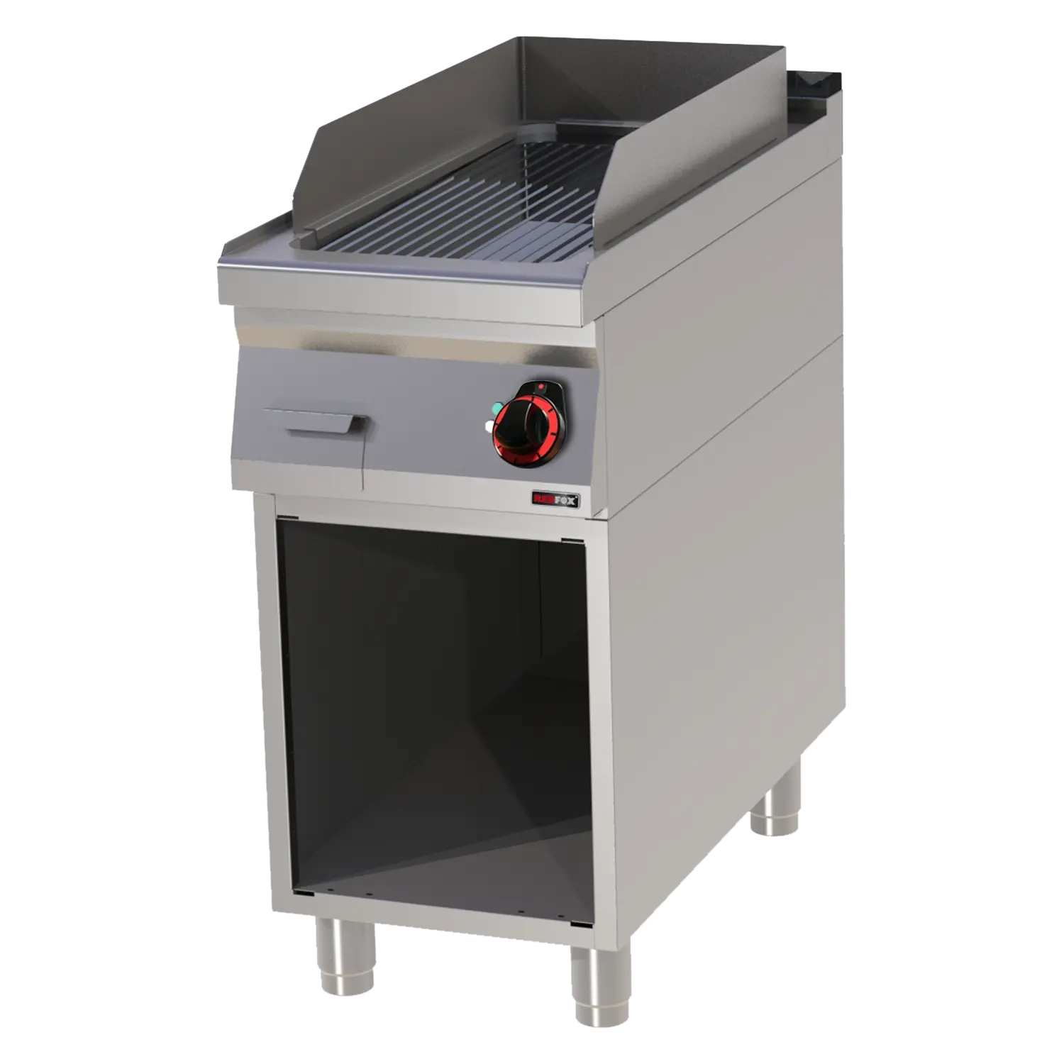 Grilovací deska 31x65 elektrická chromovaná rýhovaná s podestavbou 400 V | REDFOX - FTRC 90/40 E