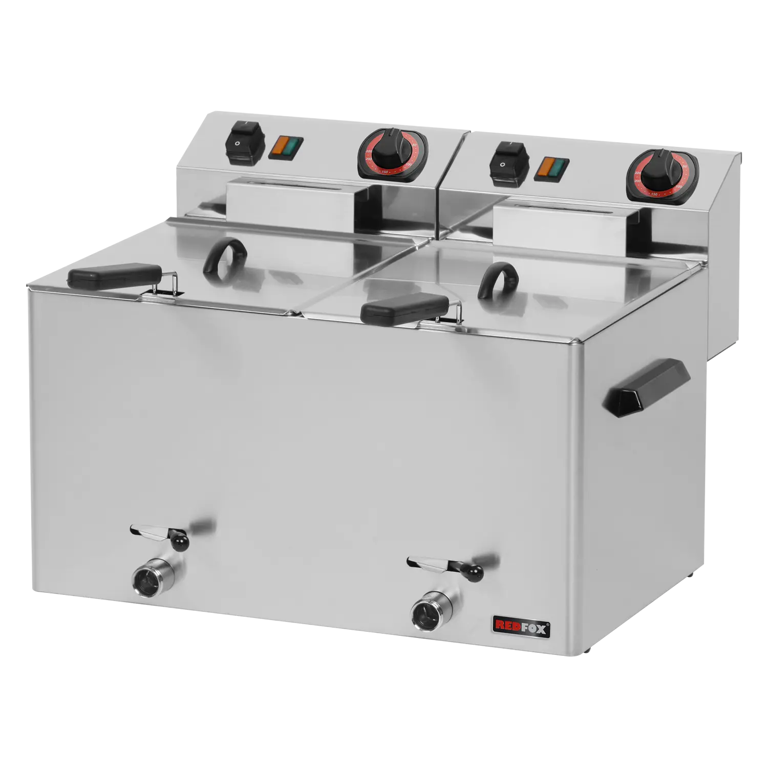 Fritéza elektrická dvojitá 0,75 kW/l, 8+8 l stolní s výpustí 400 V | REDFOX - FE 77 VT
