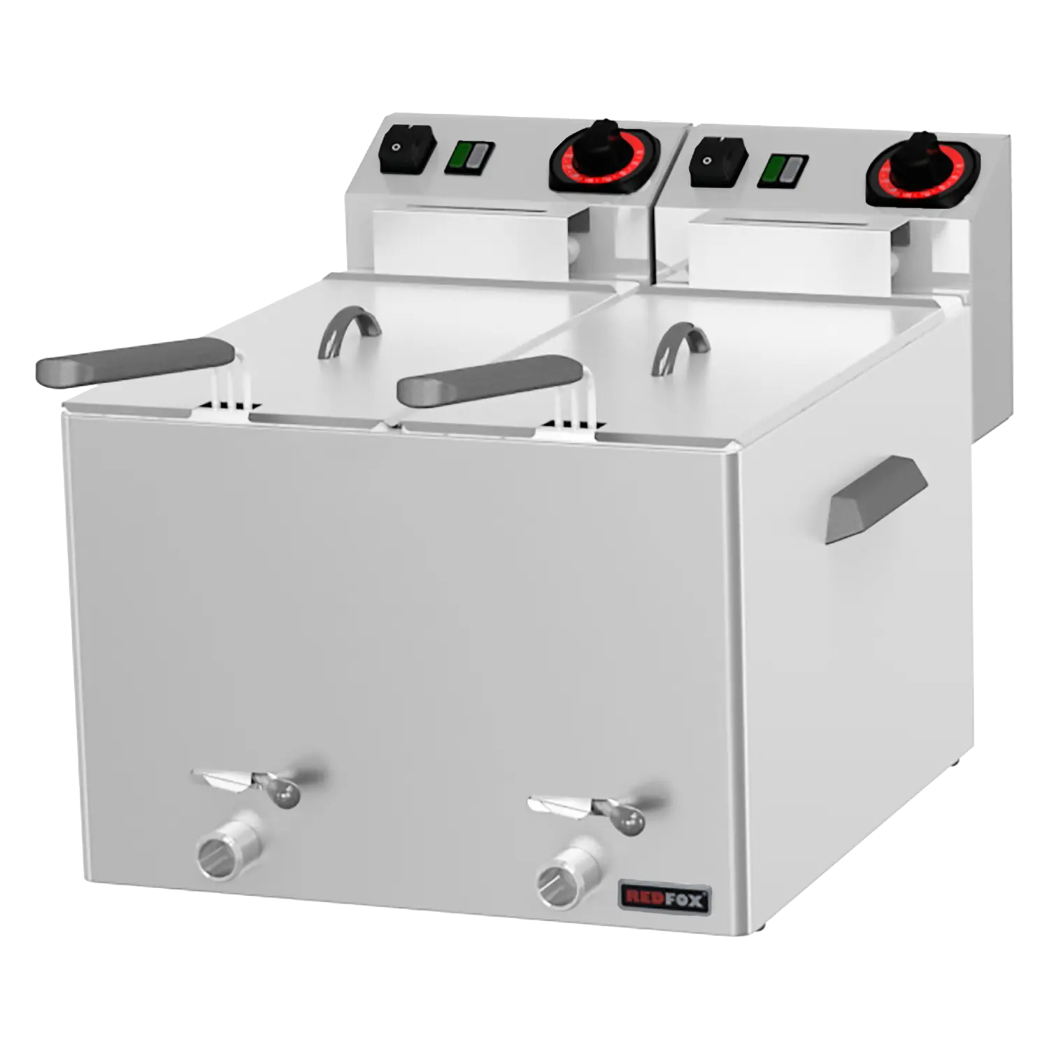 Fritéza na ryby elektrická dvojitá 0,43 kW/l, 8+8 l stolní s výpustí 230 V | REDFOX - FE 88 V