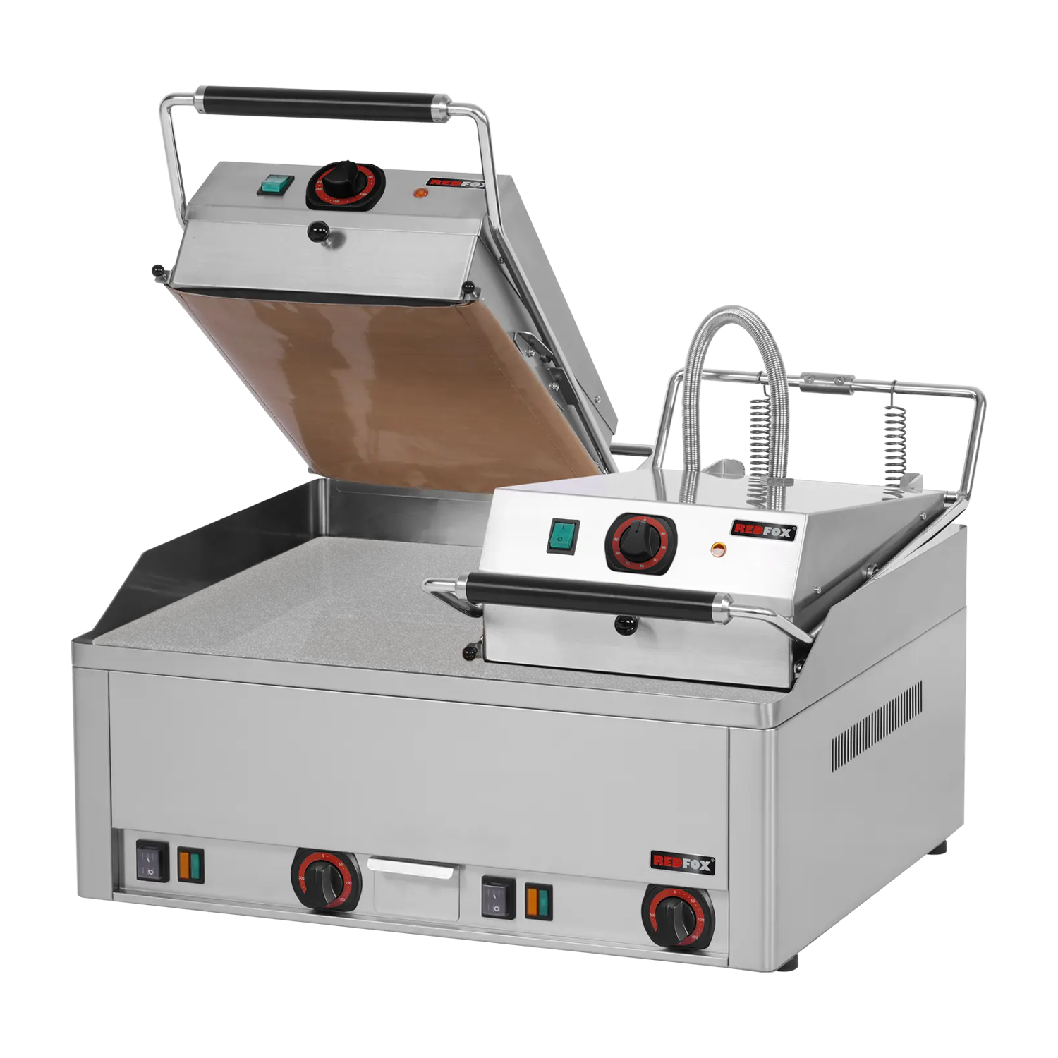 Steak gril elektrický dvojitý 65x48 stolní durable chrom | REDFOX - KD 66 E